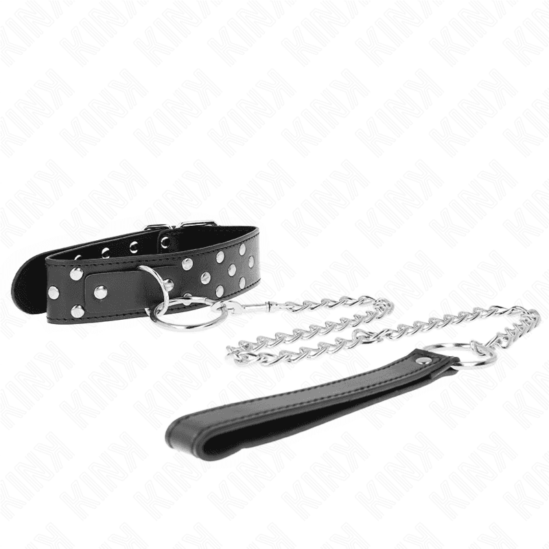 KINK - RING RIVET STRAP NECKLACE WITH BELT 65 CM BLACK ADJUSTABLE 36-50 CM X 3.8 CM thumb 3