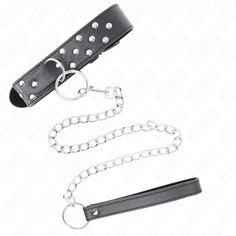 KINK - RING RIVET STRAP NECKLACE WITH BELT 65 CM BLACK ADJUSTABLE 36-50 CM X 3.8 CM thumb 2