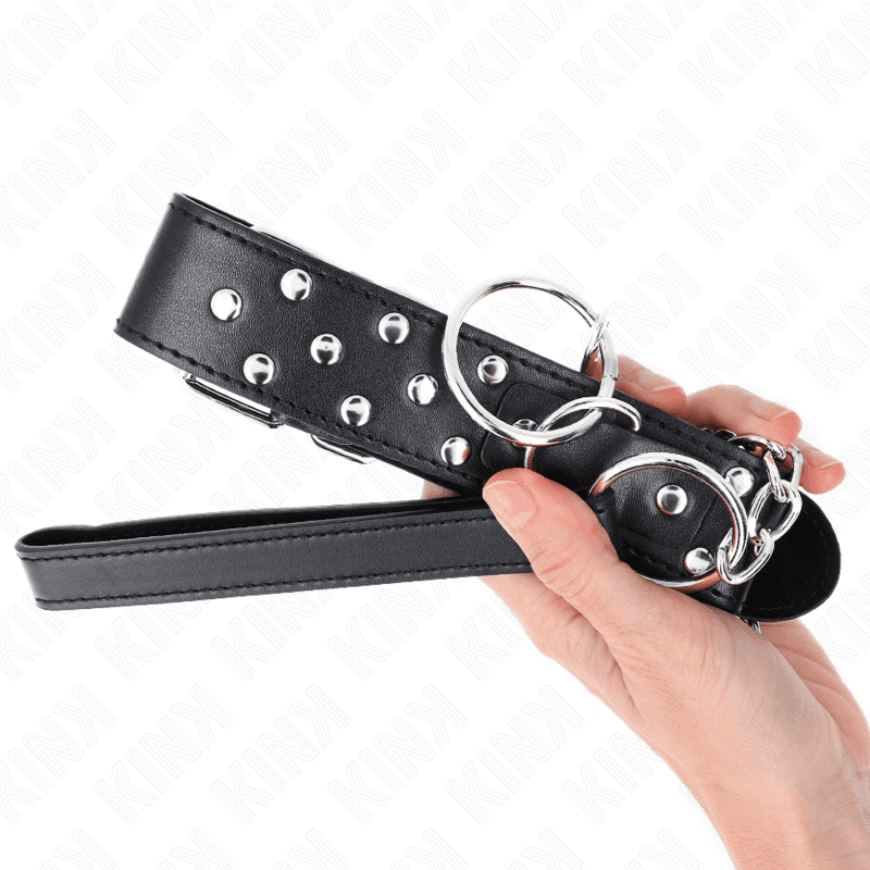 KINK - RING RIVET STRAP NECKLACE WITH BELT 65 CM BLACK ADJUSTABLE 36-50 CM X 3.8 CM thumb 5