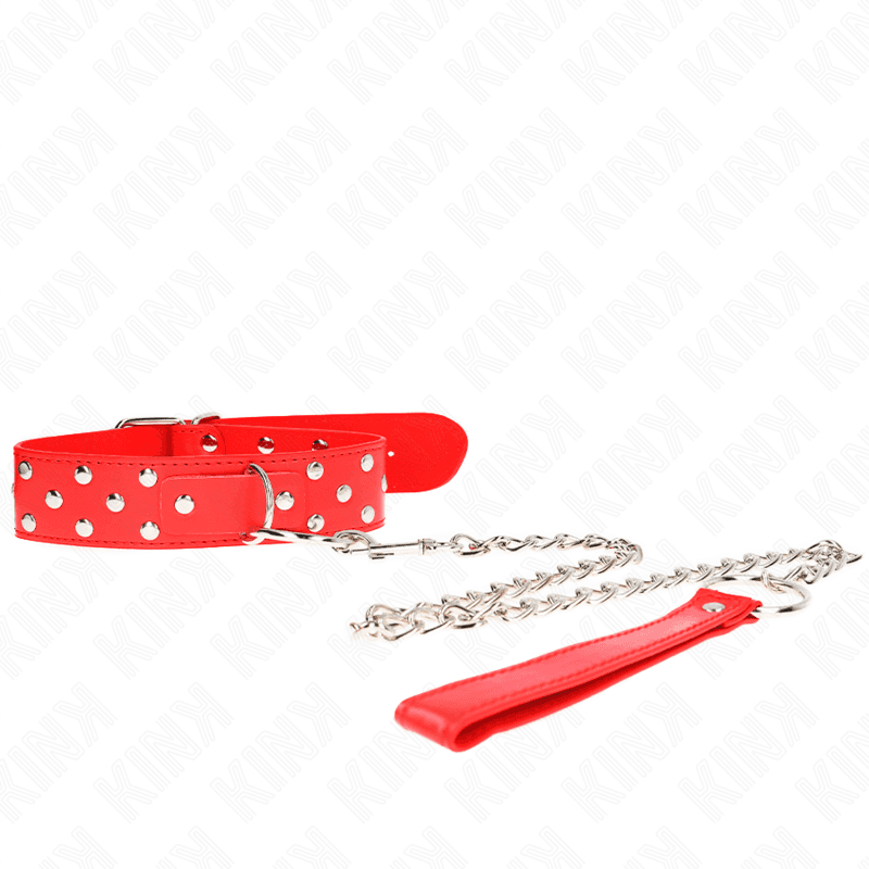 KINK - RING RIVET STRAP NECKLACE WITH BELT 65 CM RED ADJUSTABLE 36-50 CM X 3.8 CM thumb 5