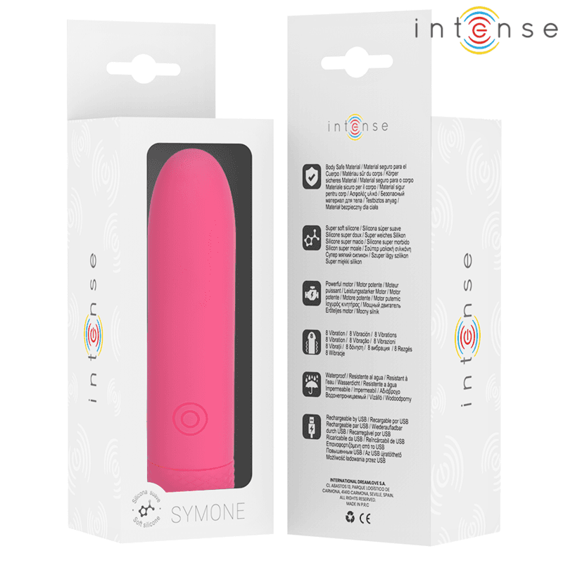 INTENSE - SYMONE USB RECHARGEABLE VIBRATING BULLET 8 VIBRATIONS PINK 10 X 2.2 CM thumb 7