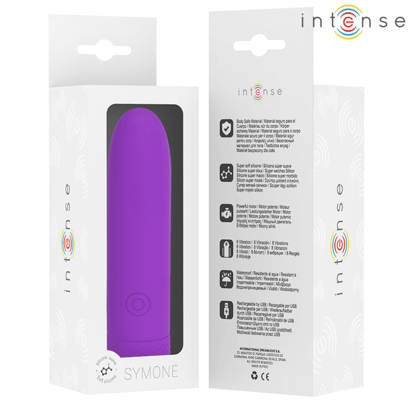 INTENSE - SYMONE USB RECHARGEABLE VIBRATING BULLET 8 VIBRATIONS PURPLE 10 X 2.2 CM thumb 7