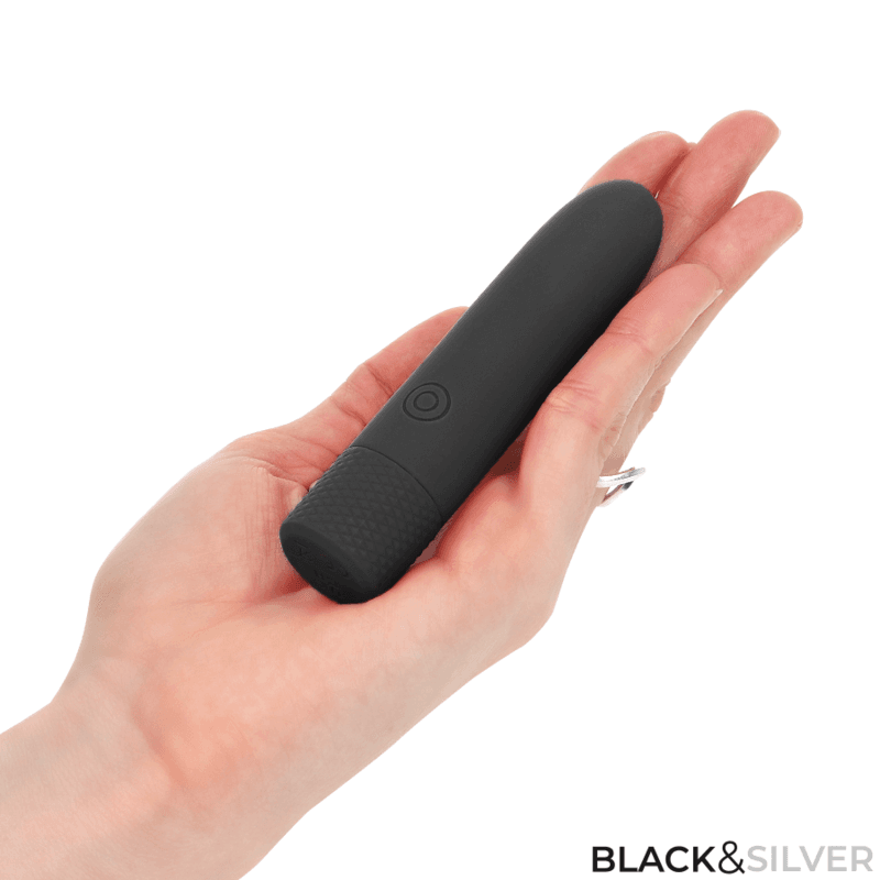 BLACK & SILVER - GERI USB RECHARGEABLE VIBRATING BULLET 8 VIBRATIONS BLACK 10 X 2.2 CM thumb 6