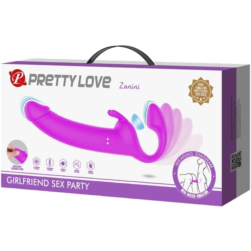 PRETTY LOVE - ZANINI STRAPLESS STRAP-ON 10 VIBRATIONS PURPLE thumb 9
