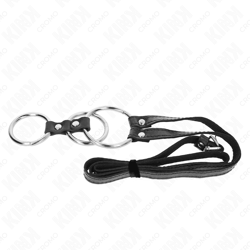 KINK - TRIPLE METAL PENIS RING 3.8 CM TO 5 CM WITH LEATHER BELT 112 CM thumb 5