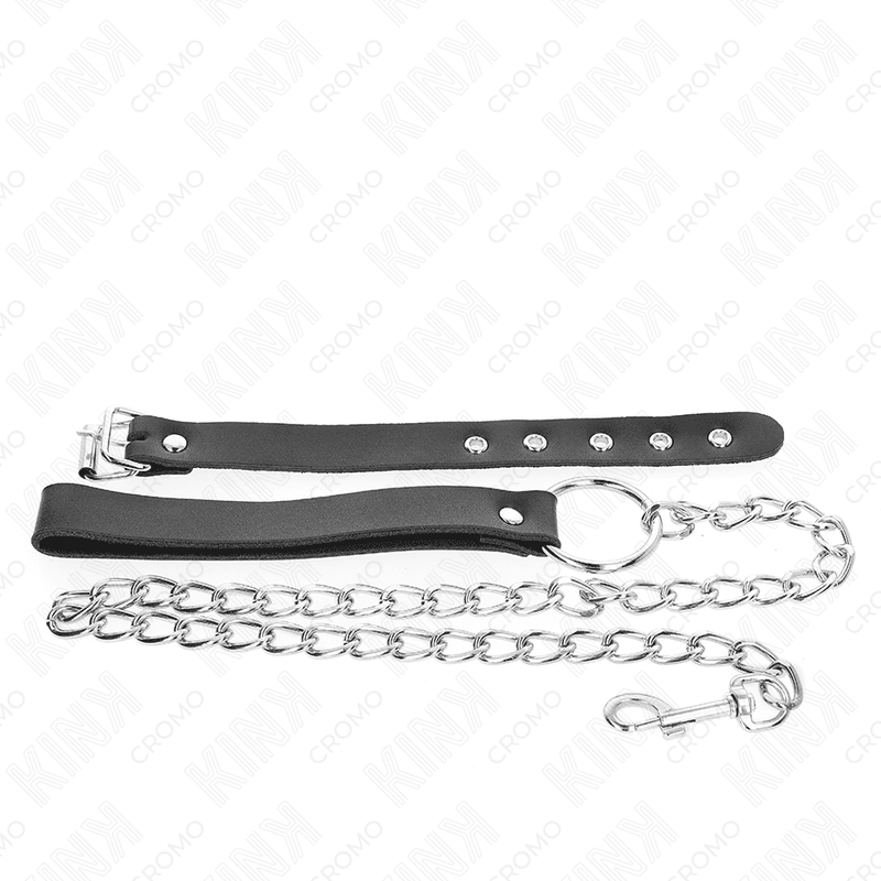 KINK - LEATHER PENIS RING WITH STRAP 21.5 X 2 CM AND METAL CHAIN 60 CM thumb 4