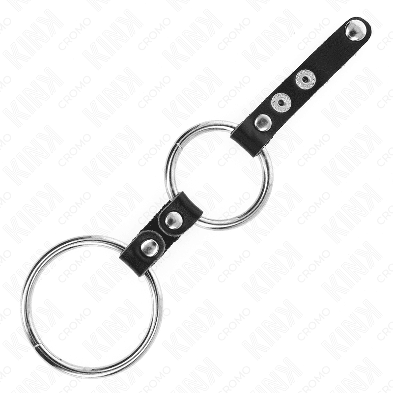 KINK - DOUBLE PENIS RING 3.8 CM TO 5 CM CONNECTED BY LEATHER thumb 3