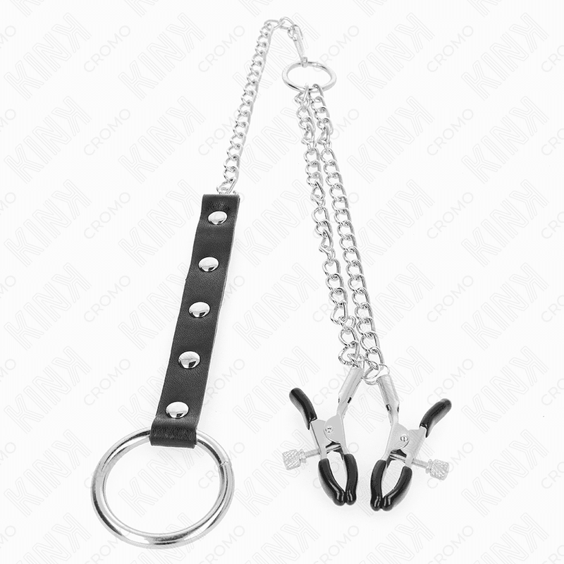 KINK - METAL PENIS RING WITH CHAIN AND ADJUSTABLE NIPPLE CLAMPS thumb 3