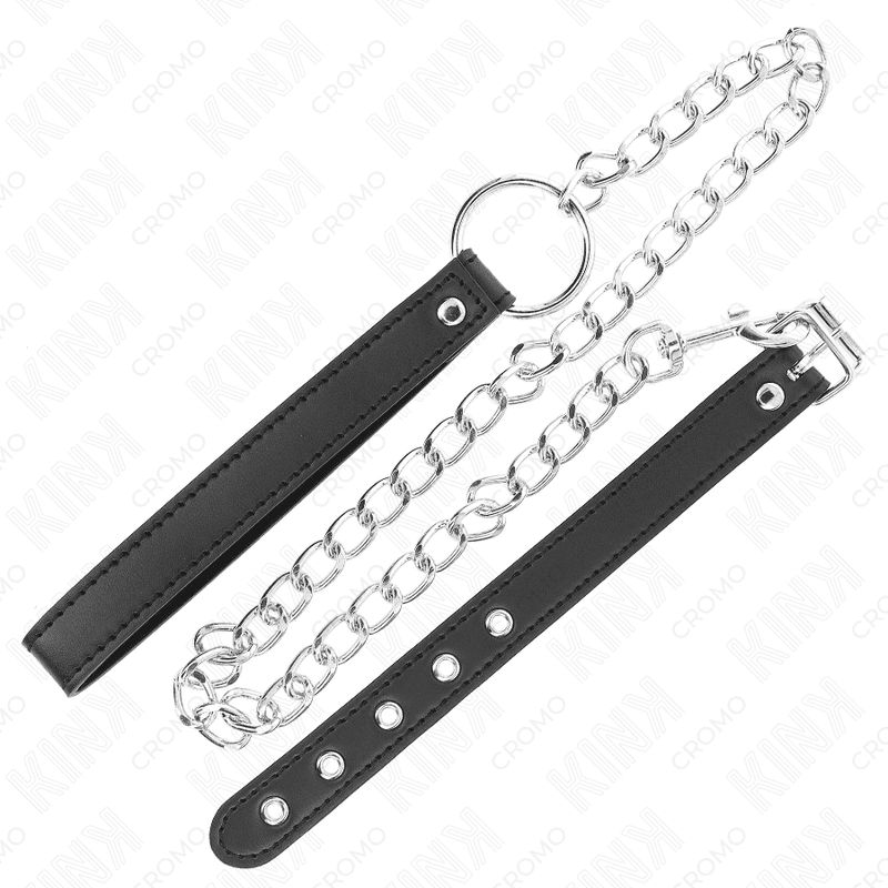 KINK - LEATHER PENIS RING 21.5 X 2 CM WITH 60 CM METAL CHAIN AND LEATHER STRAP thumb 4