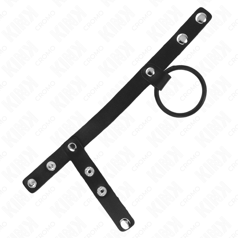 KINK - SILICONE PENIS RING 3.8 CM WITH BALL DIVIDER AND LEATHER STRAP 22 X 1.5 CM thumb 4