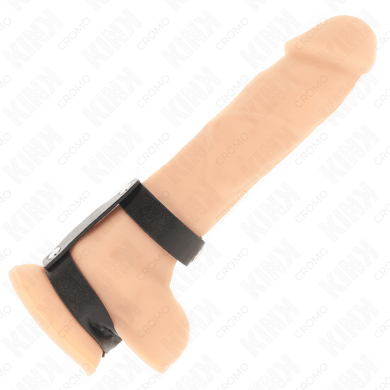 KINK - ADJUSTABLE DOUBLE LEATHER PENIS RING thumb 3