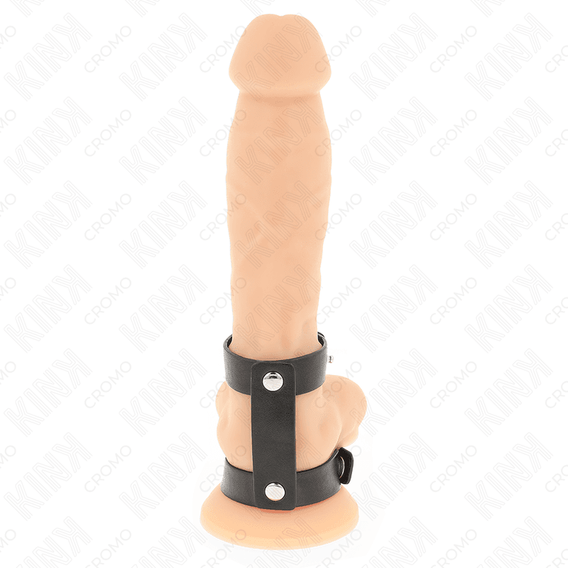 KINK - ADJUSTABLE DOUBLE LEATHER PENIS RING thumb 4