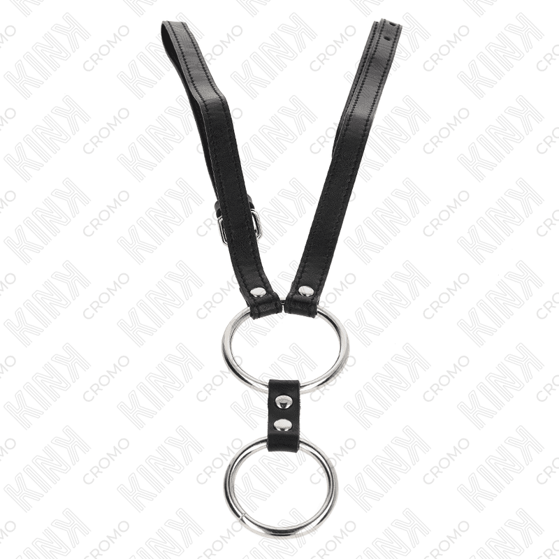 KINK - DOUBLE METAL PENIS RING 3.8 CM TO 5 CM WITH LEATHER BELT 112 CM thumb 3