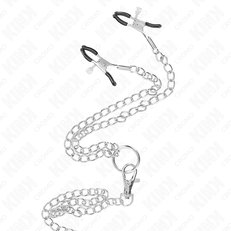 KINK - TRIPLE CHROME METAL PENIS RING 3.8 CM TO 5 CM WITH 26 CM METAL CHAIN AND NIPPLE CLAMPS MODEL 1 thumb 4