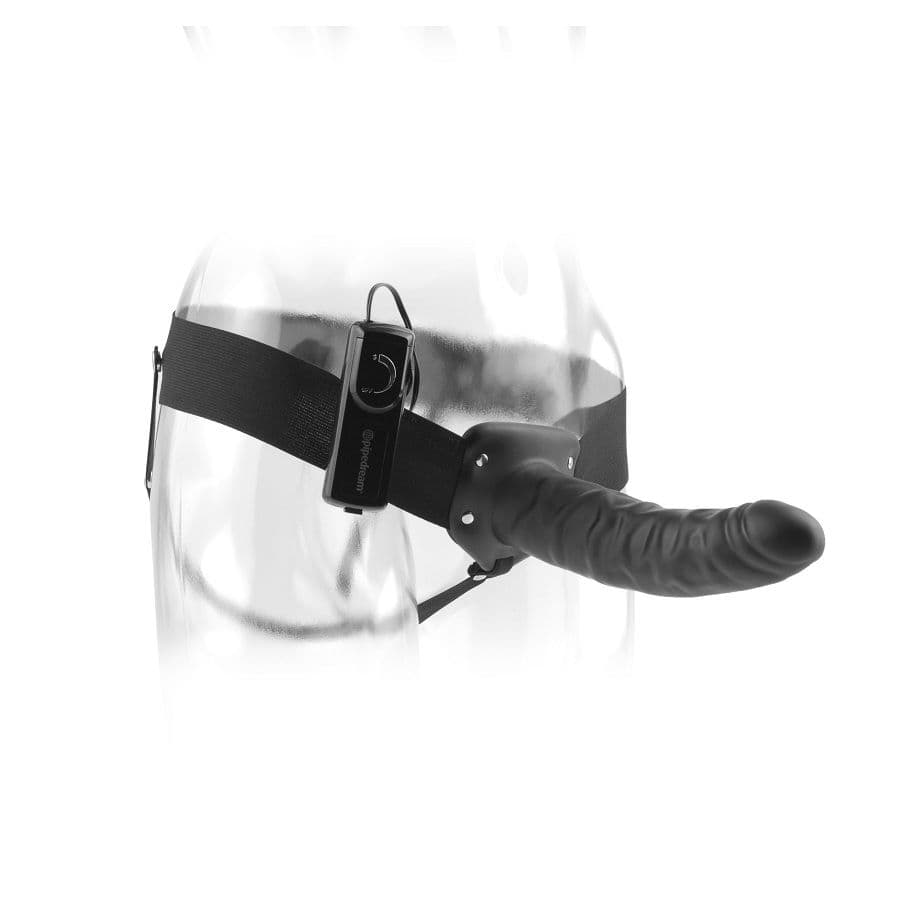 FETISH FANTASY SERIES - 19 CM VIBRATING HOLLOW STRAP-ON BLACK thumb 2