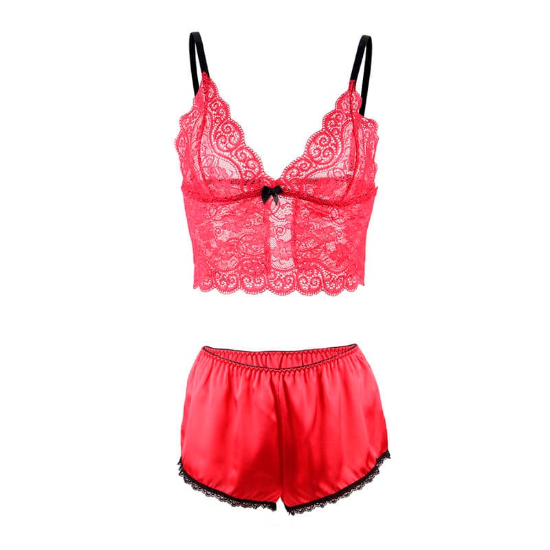 SUBBLIME - 953904 SILK AND LACE NIGHTGOWN + PANTIES RED L/XL thumb 5