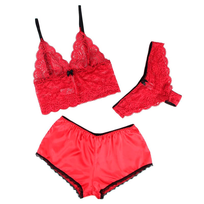 SUBBLIME - 953904 SILK AND LACE NIGHTGOWN + PANTIES RED L/XL thumb 3
