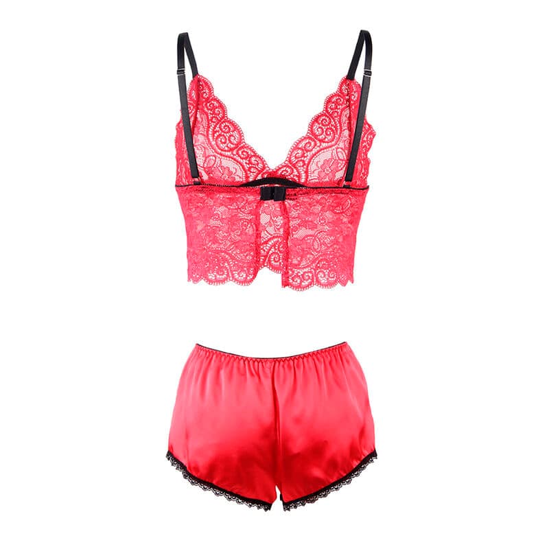 SUBBLIME - 953904 SILK AND LACE NIGHTGOWN + PANTIES RED L/XL thumb 6