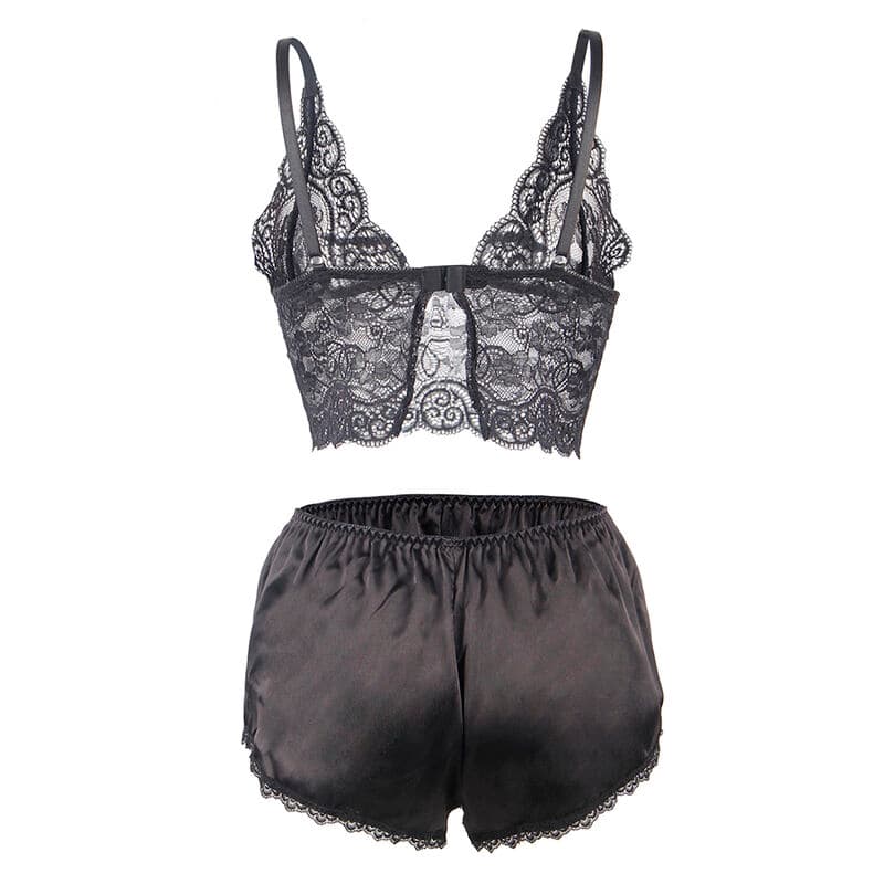 SUBBLIME - 953911 SILK AND LACE NIGHTGOWN + PANTIES BLACK S/M thumb 6