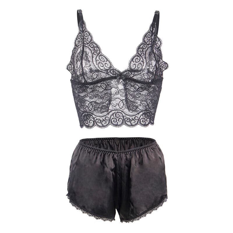 SUBBLIME - 953928 SILK AND LACE NIGHTGOWN + PANTIES BLACK L/XL thumb 5