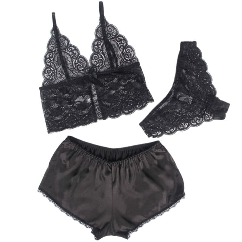 SUBBLIME - 953928 SILK AND LACE NIGHTGOWN + PANTIES BLACK L/XL thumb 3
