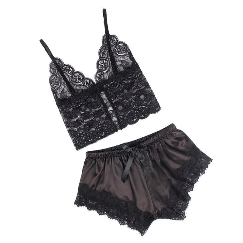 SUBBLIME - 953935 CASUAL SILK NIGHTGOWN + LACE PANTS BLACK S/M thumb 4