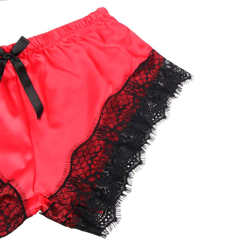 SUBBLIME - 953959 CASUAL SILK NIGHTGOWN + LACE PANTS BLACK/RED S/M thumb 7
