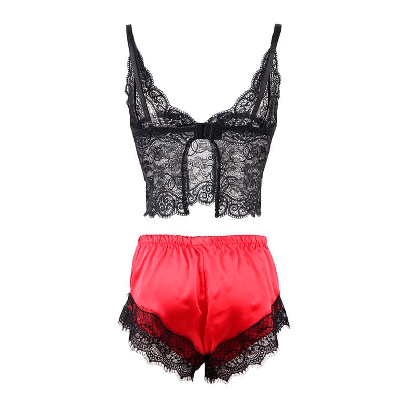 SUBBLIME - 953959 CASUAL SILK NIGHTGOWN + LACE PANTS BLACK/RED S/M thumb 6
