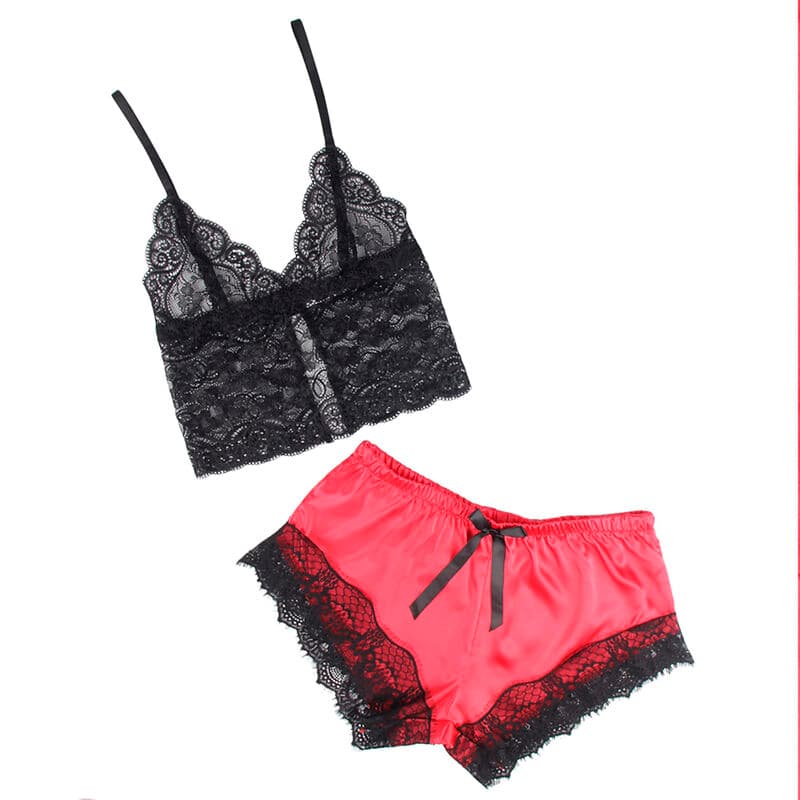 SUBBLIME - 953959 CASUAL SILK NIGHTGOWN + LACE PANTS BLACK/RED S/M thumb 4