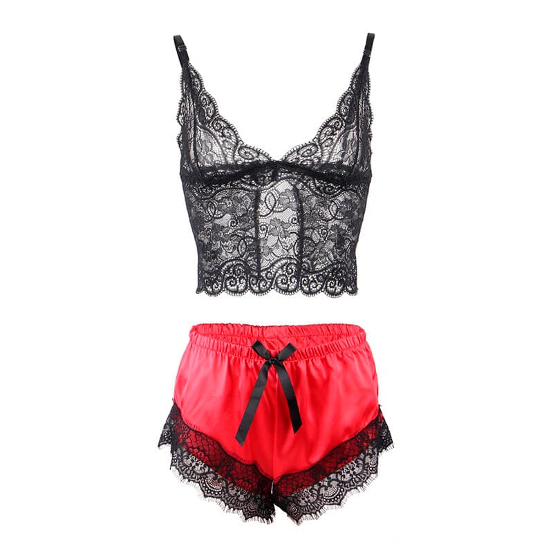 SUBBLIME - 953966 CASUAL SILK NIGHTGOWN + LACE PANTS BLACK/RED L/XL thumb 7