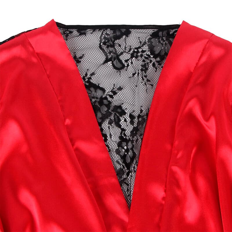 SUBBLIME - 954024 LACE SHEER BACK CAMISOLE + THONG RED/BLACK L/XL thumb 5