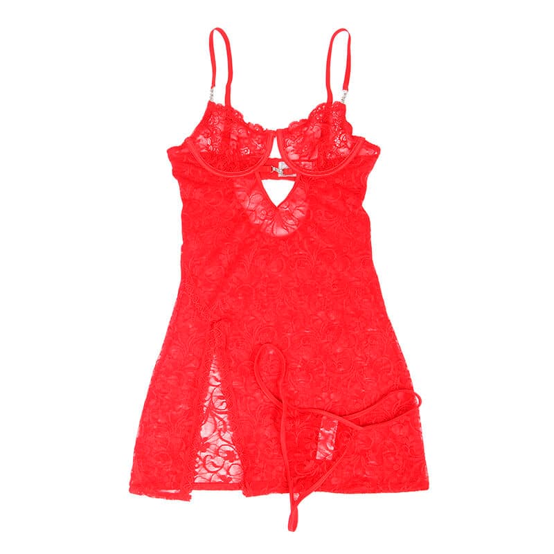 SUBBLIME - 954215 LACE BABYDOLL WITH ADJUSTABLE STRAPS RED L/XL thumb 4