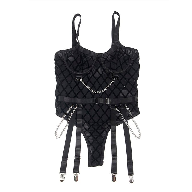 SUBBLIME - 9542277 BODY WITH CHAINS + GARTER BELT BLACK L/XL thumb 5