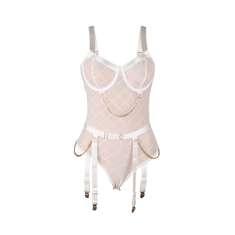 SUBBLIME - 954291 BODY WITH CHAINS + GARTER BELT WHITE L/XL thumb 5
