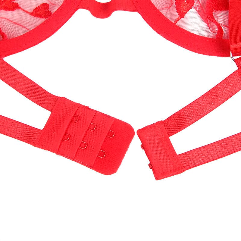 SUBBLIME - 954321 HEART PRINT BRA + THONG + GARTER BELT RED S/M thumb 8