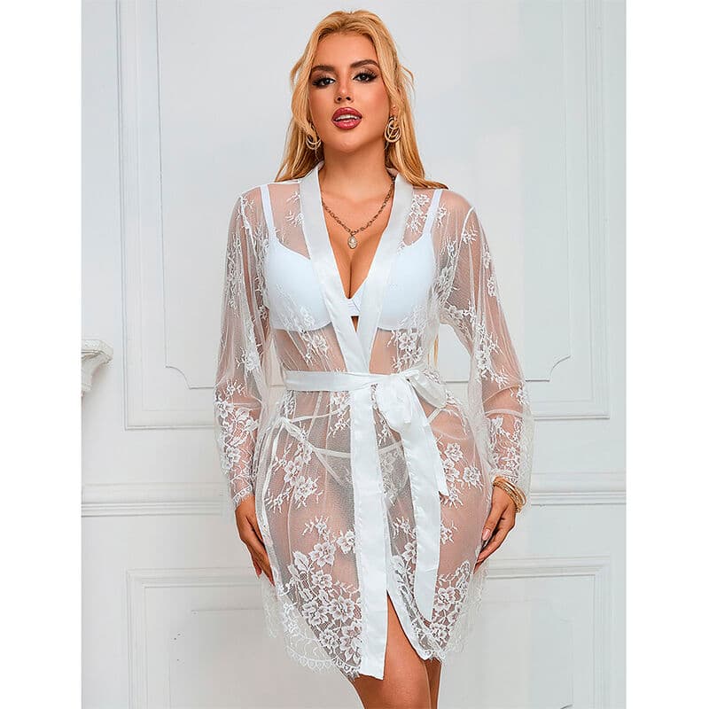 SUBBLIME - 954369 LONG SLEEVE NIGHTGOWN WITH FLORAL DESIGN WHITE S/M thumb 9