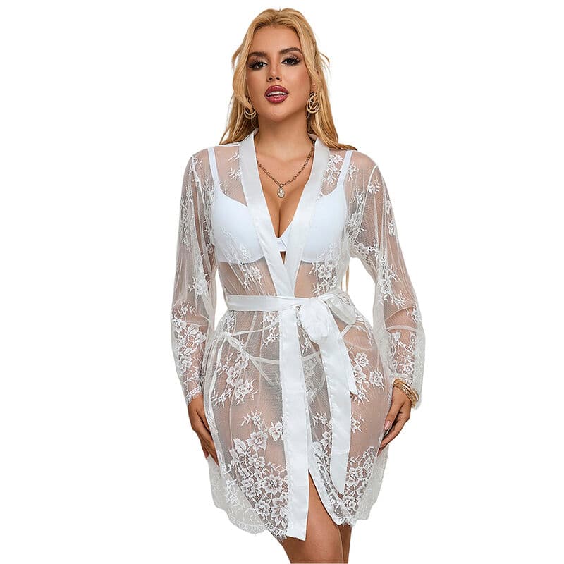 SUBBLIME - 954369 LONG SLEEVE NIGHTGOWN WITH FLORAL DESIGN WHITE S/M thumb 6
