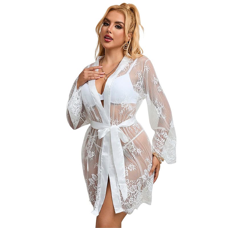 SUBBLIME - 954376 LONG SLEEVE NIGHTGOWN WITH FLORAL DESIGN WHITE L/XL thumb 5