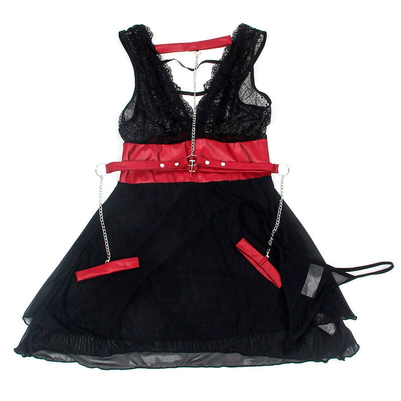 SUBBLIME - 954437 LACE BONDAGE DRESS BLACK L/XL thumb 7
