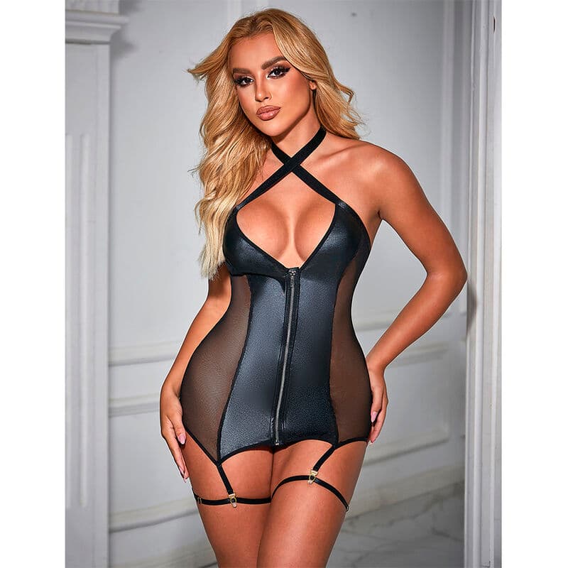 SUBBLIME - 954444 SEXY MESH DRESS LEATHER BLACK S/M thumb 8