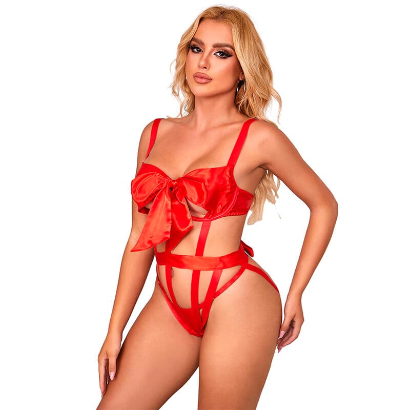 SUBBLIME - 954468 SEXY OPENWORK BODY WITH BOW RED S/M thumb 3