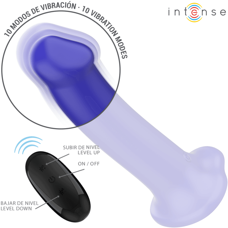 INTENSE - VICTORIA VIBRATOR WITH SUCTION CUP 10 VIBRATIONS DARK BLUE REMOTE CONTROL thumb 3