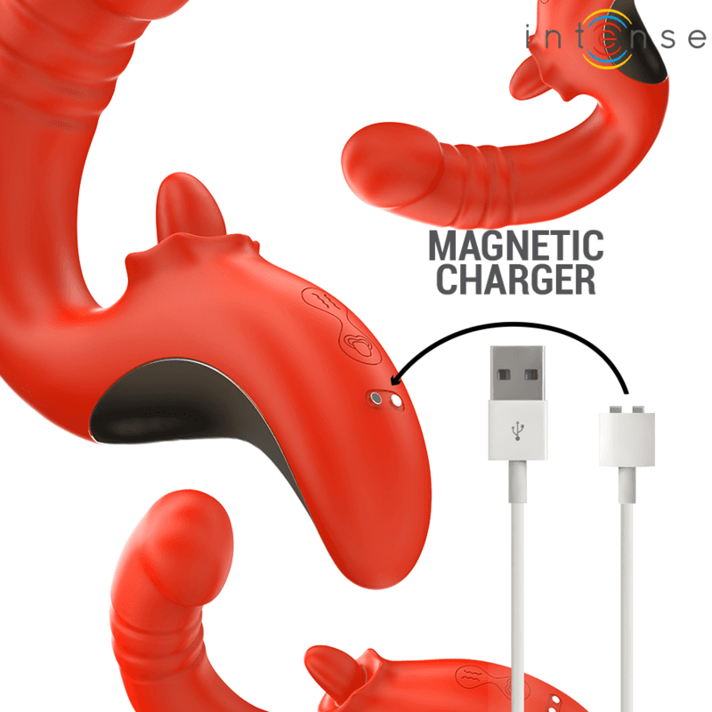 INTENSE - PAULINA VIBRATOR AND STIMULATOR IN U SHAPE RED thumb 7