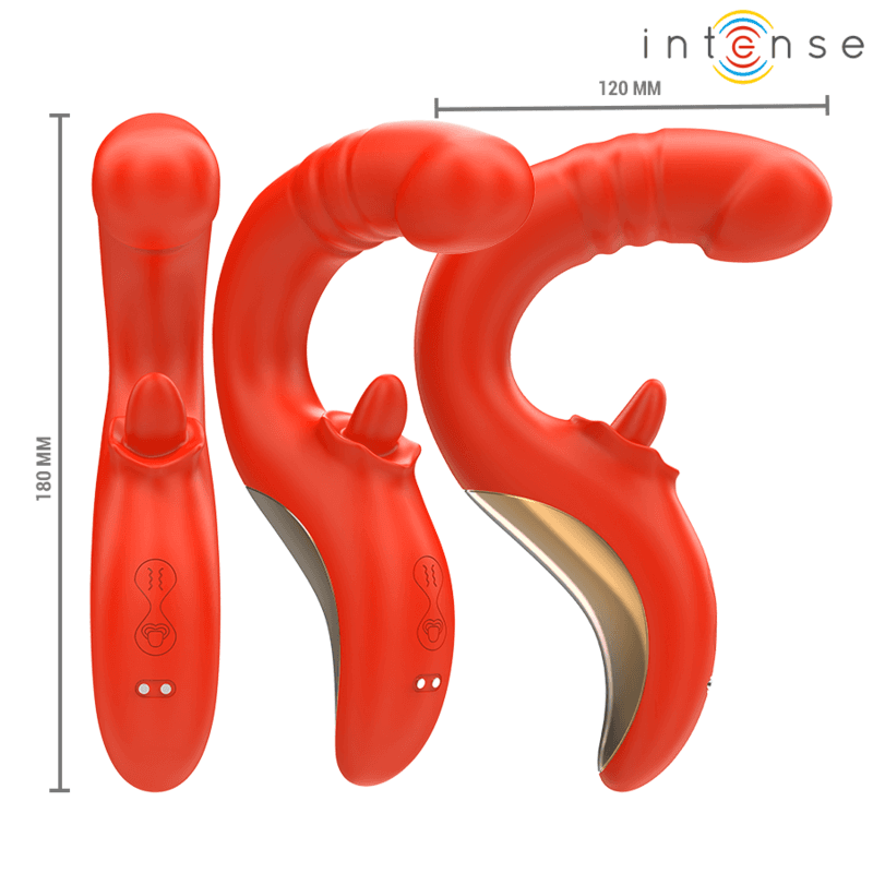 INTENSE - PAULINA VIBRATOR AND STIMULATOR IN U SHAPE RED thumb 3