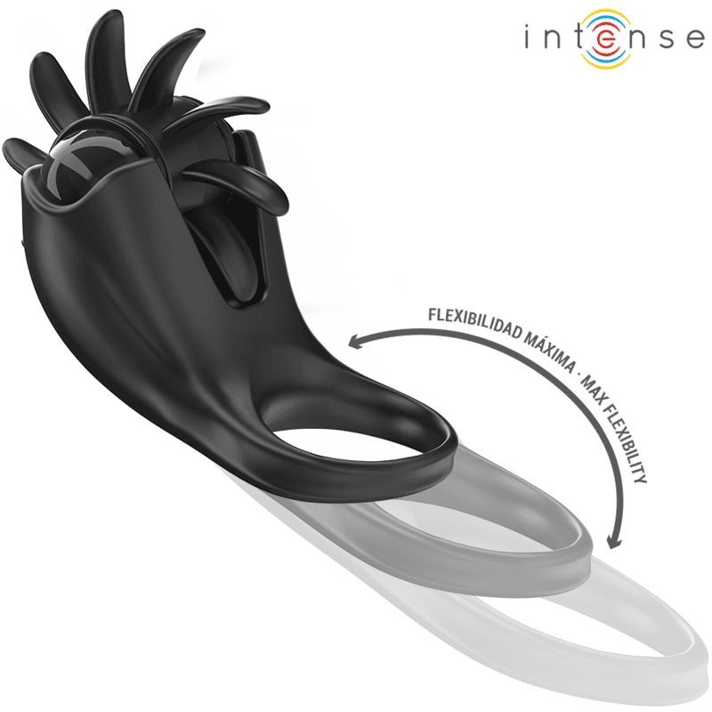 INTENSE - MABEL VIBRATING RING 10 VIBRATIONS WITH CLITORIS STIMULATOR BLACK thumb 3