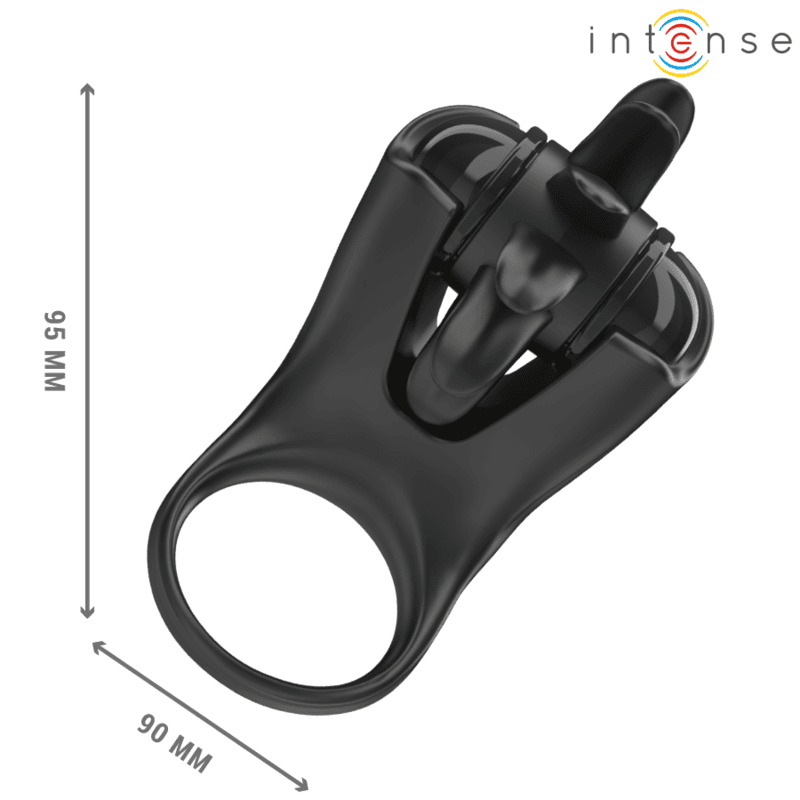 INTENSE - MABEL VIBRATING RING 10 VIBRATIONS WITH CLITORIS STIMULATOR BLACK thumb 5