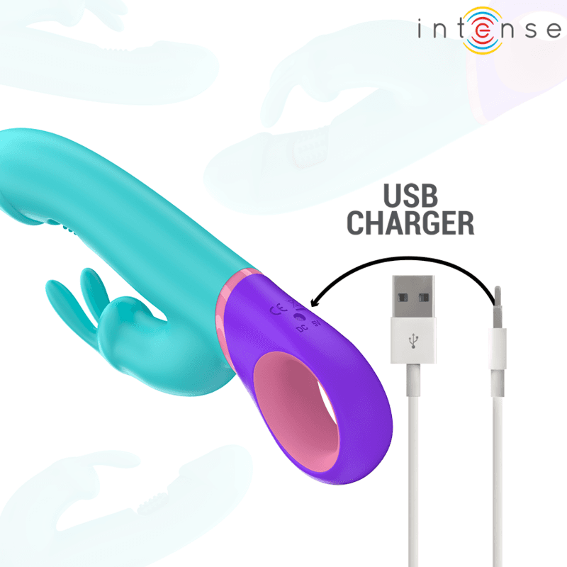 INTENSE - MONICA RABBIT VIBRATOR WITH ROTATING G-SPOT STIMULATOR BLUE thumb 6