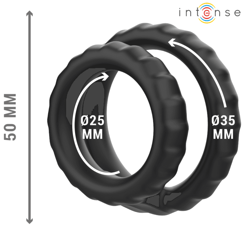 INTENSE - DEWEY DOUBLE SILICONE PENIS RING BLACK MODEL 2 thumb 3
