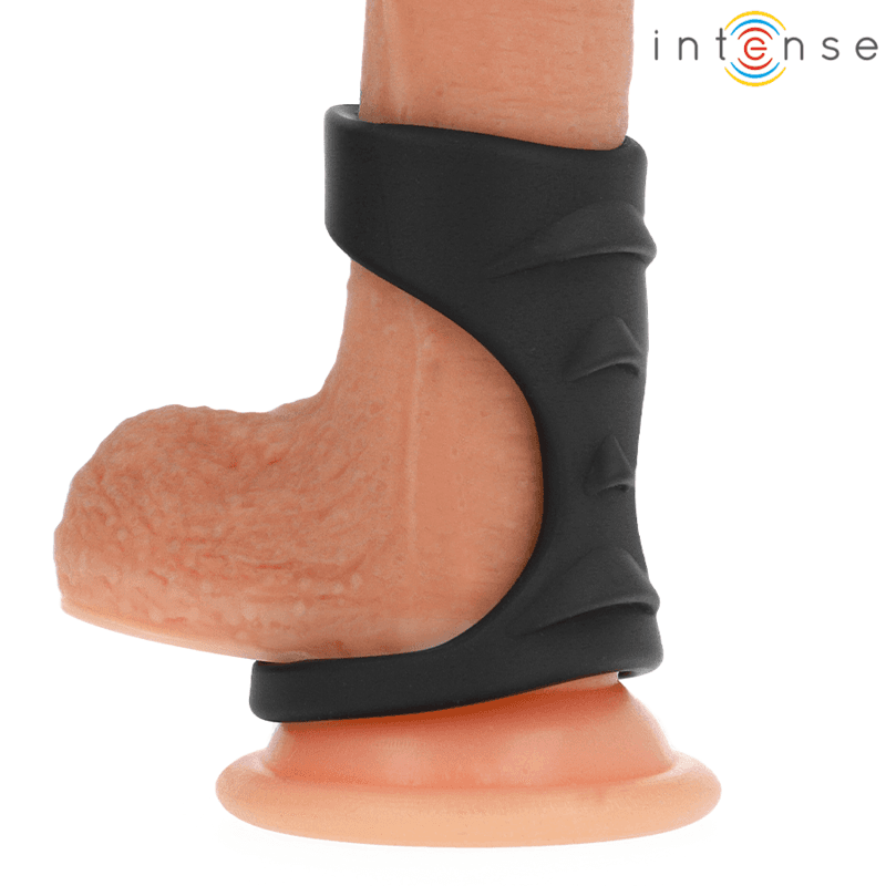 INTENSE - THEO DOUBLE SILICONE PENIS RING BLACK MODEL 3 thumb 2