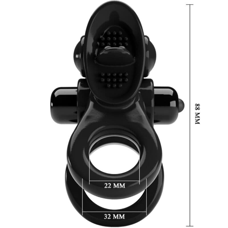 PRETTY LOVE - PASSIONATE RING DOUBLE VIBRATING RING + CLITORIS STIMULATOR BLACK thumb 4